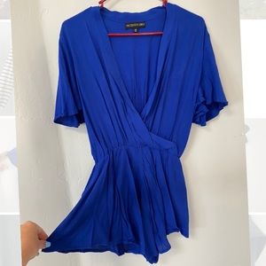 Royal Blue Flutter Sleeve Cinch Waist Romper! OS